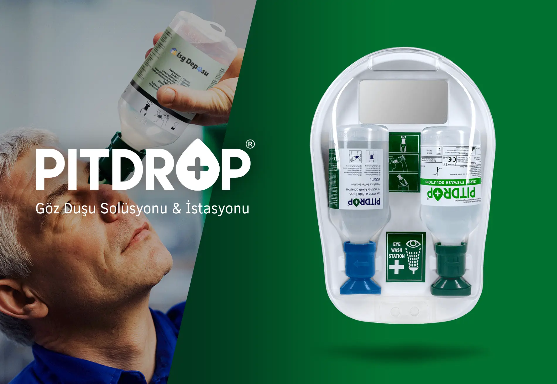 Pitdrop Göz Duşu Solusyonu & İstasyonu Pitdrop Göz Duşu Solusyonu & İstasyonu